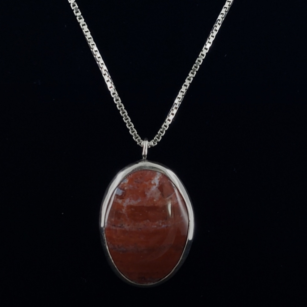 Red Jasper Pendant With 925 Italy Sterling Silver Necklace - Picture 2 of 7